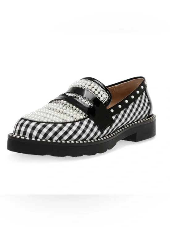 Betsey Johnson Darian Pearl Gingham Loafer Women 10 NIB $109 Retail - Picture 5 of 7